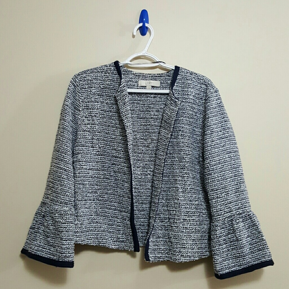 Loft blue gray bell sleeve blazer jacket M